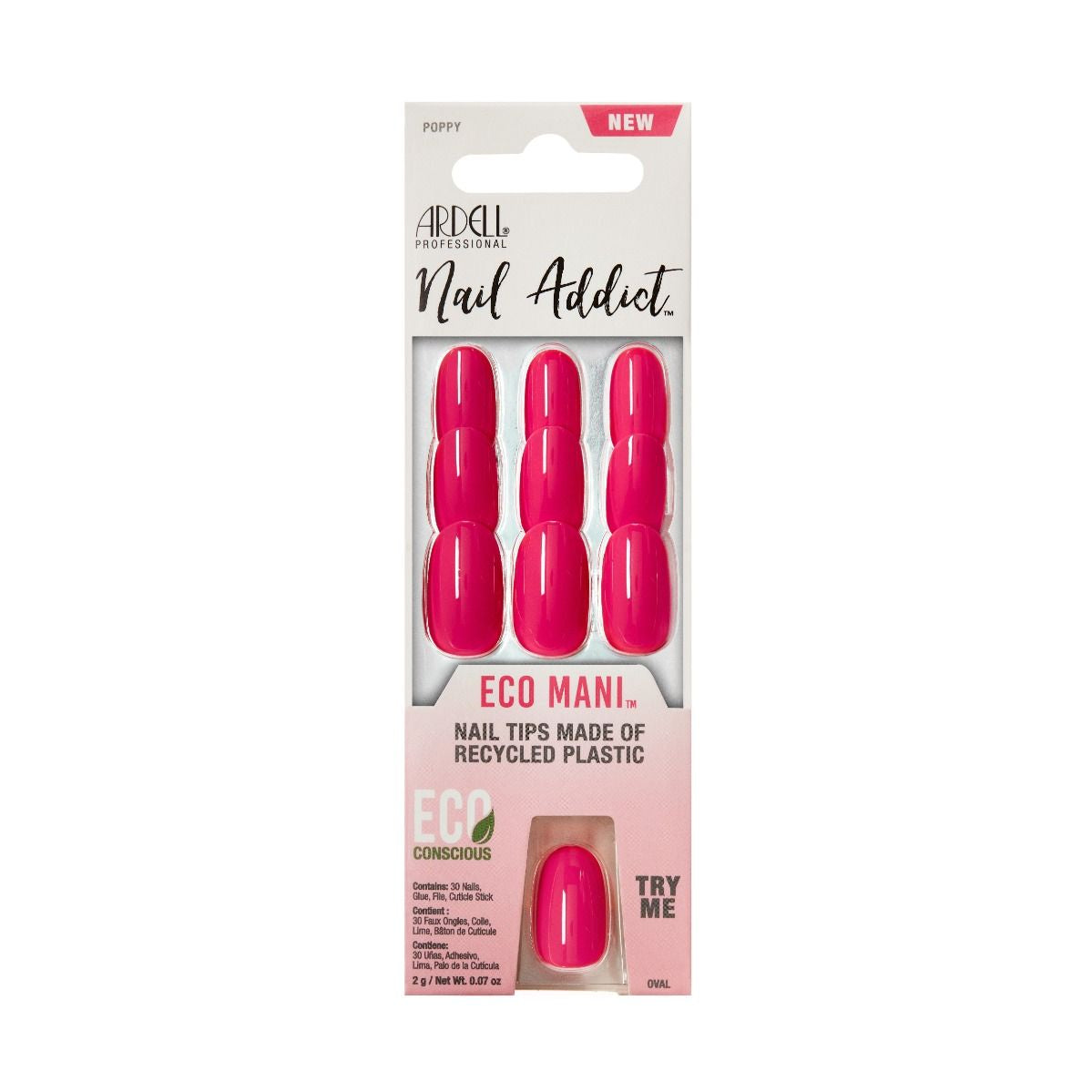Ardell Press-on Artificial Nails - Nail Addict Eco Mani Poppy Nail Set #58636