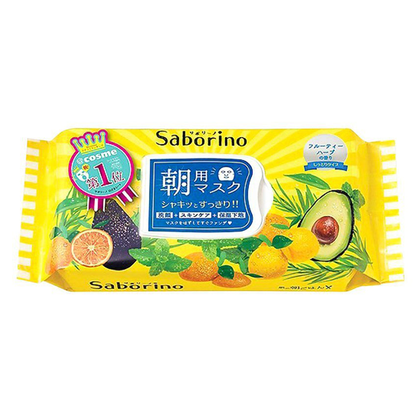 BCL Saborino All-in-One Morning Facial Mask with Fruity Herbal Scent (Pack of 32 Sheets)