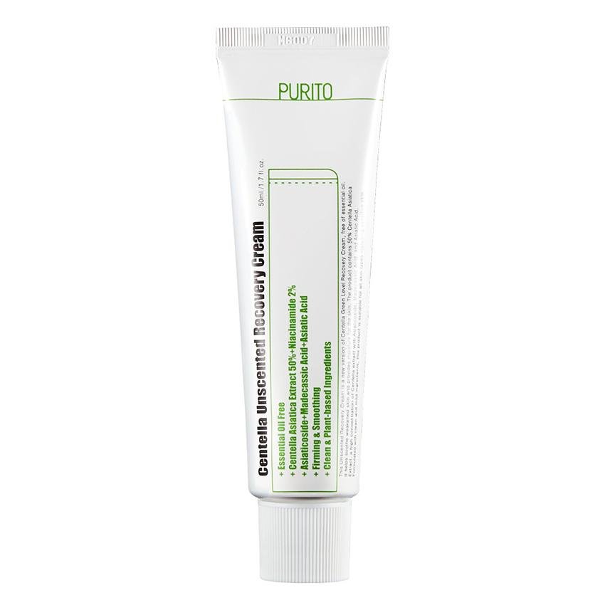 Purito Centella Asiatica Unscented Facial Recovery Cream - 50ml Skin Firming and Soothing Solution
