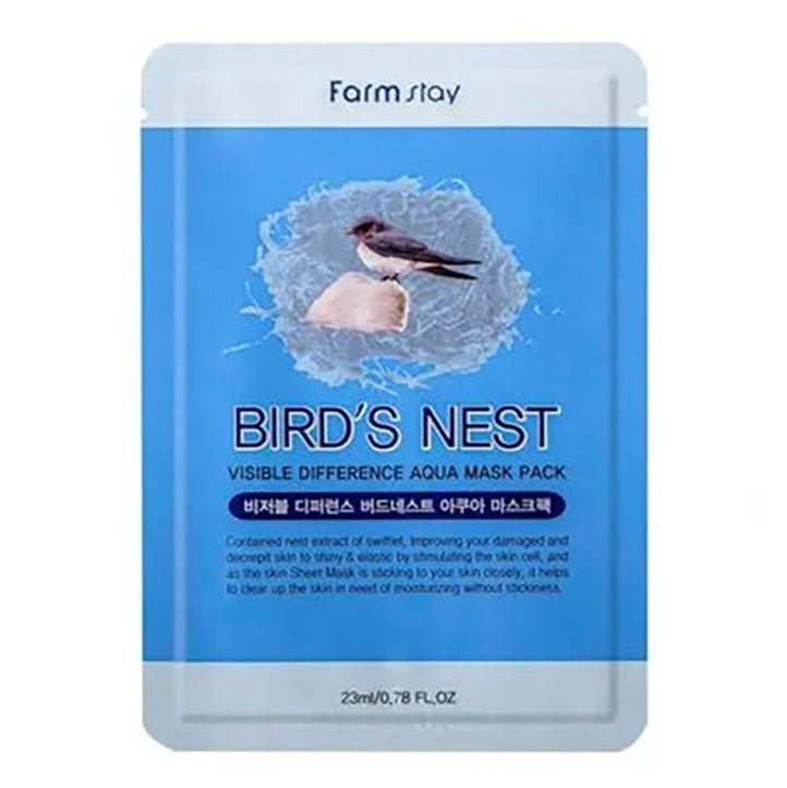 Farmstay Visible Difference Single Aqua Mask Pack with Swiftlet Nest Extract for Skin Hydration and Firming