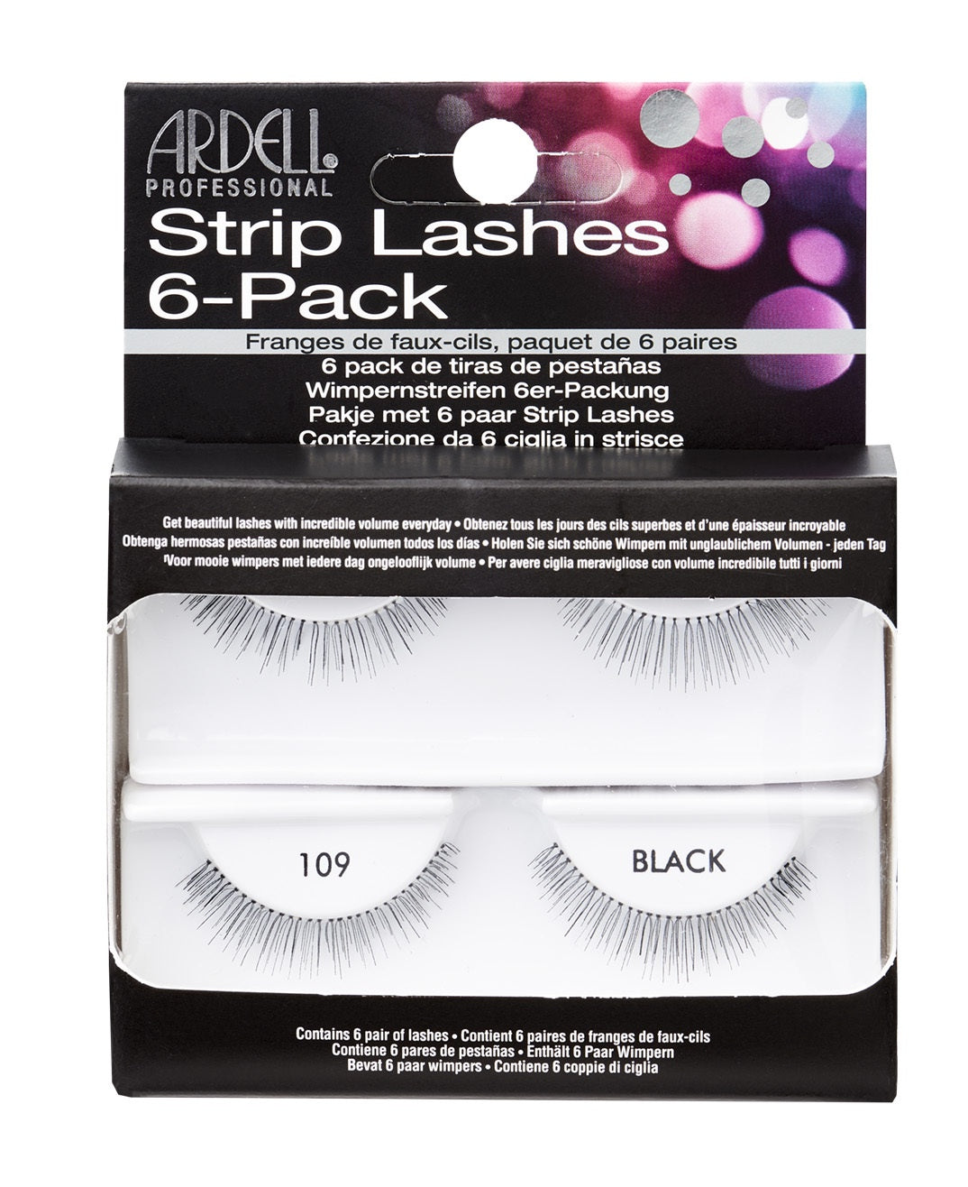 Ardell 6-Pack Set of Natural Style Black False Eyelashes #109, Product Code #60069