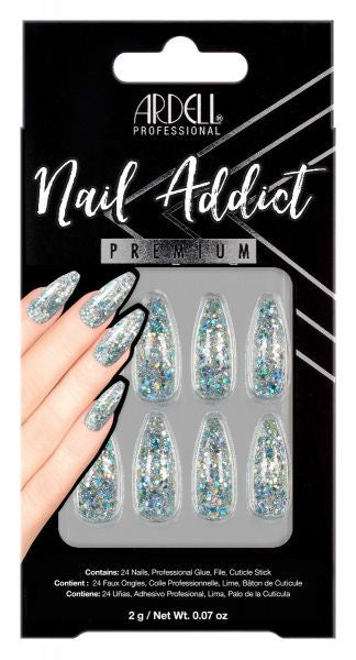 Ardell Premium Blue Jeweled Glitter Nail Addict Style #54606