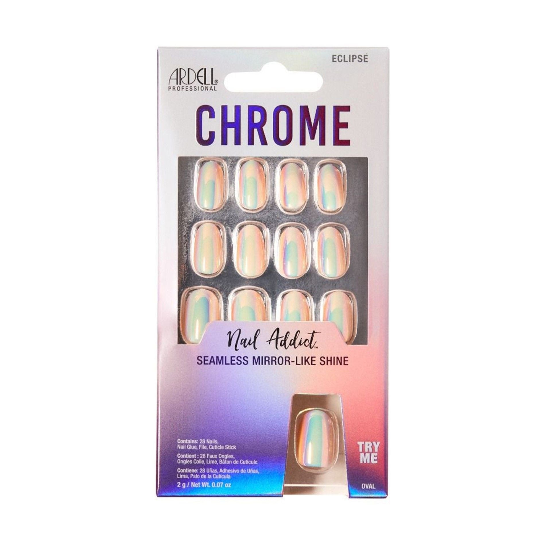 Ardell Nail Addict Chrome Eclipse Press - on Nails #37432 for Instant Shine