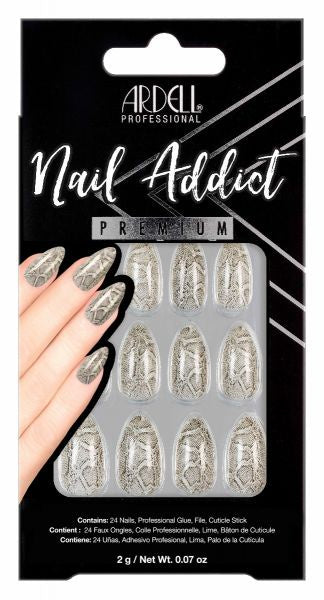 Ardell Premium Nail Addict Grey Python Design Nails #54609